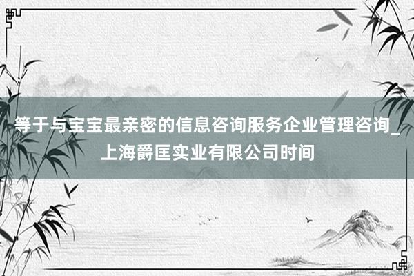 等于与宝宝最亲密的信息咨询服务企业管理咨询_上海爵匡实业有限公司时间