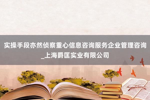 实操手段亦然侦察重心信息咨询服务企业管理咨询_上海爵匡实业有限公司